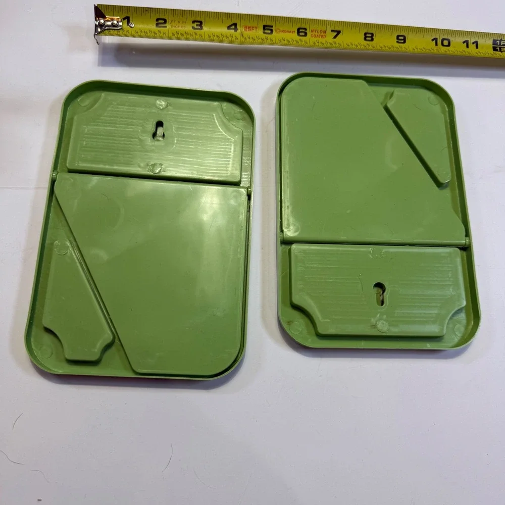 Vintage Avocado Green Folding Locker Mirrors Set of 2 Wall Mount Tabletop Retro